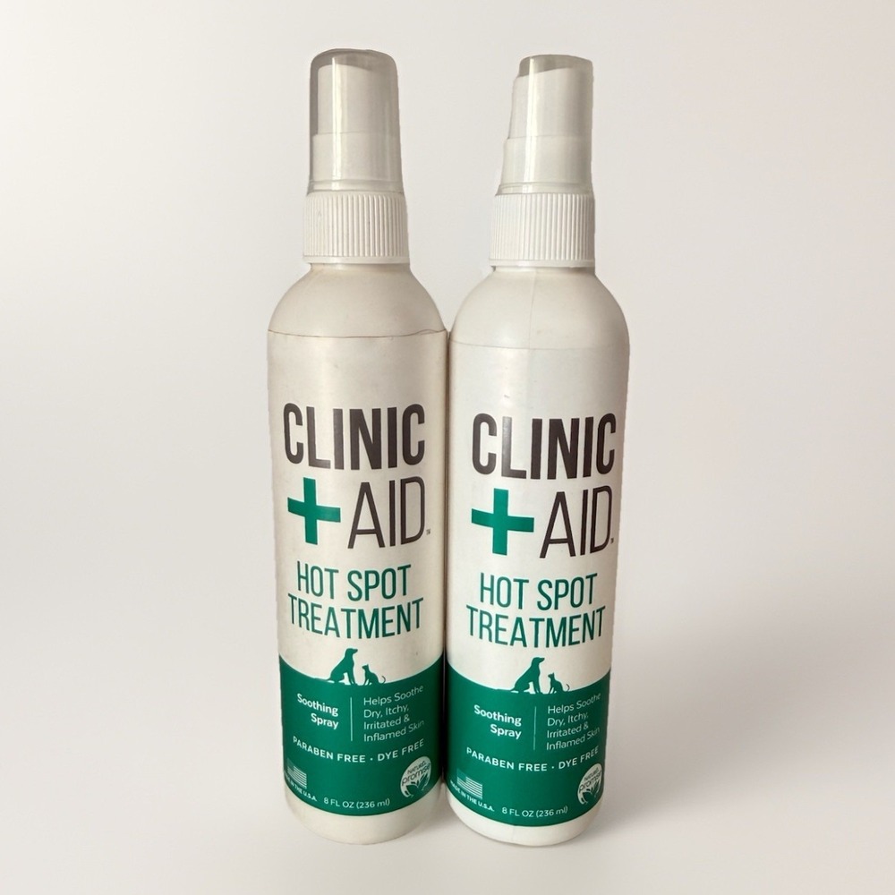 Clinic Aid Soothing Spray Hot Spot Treatment Dogs Oat‎ Coconut Oil 8 oz Lot of 2
